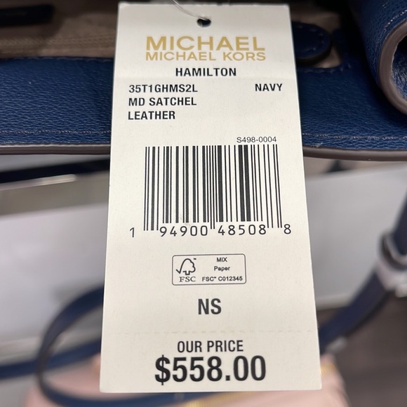 Michael Kors 35T1GHMS2L Hamilton Medium Satchel Crossbody Navy - Picture 16 of 16